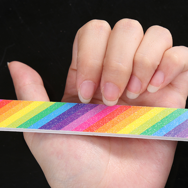Spot rainbow nail file double-sided polishing strip nail trim trim nail tools custom wholesale
