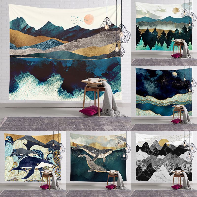 Luang Jinshan Hanging Cloth Bedroom Decorative Cloth Internet Popular Live Background Wall Cloth Room Layout Bedside Tapestry Cross-border Home
