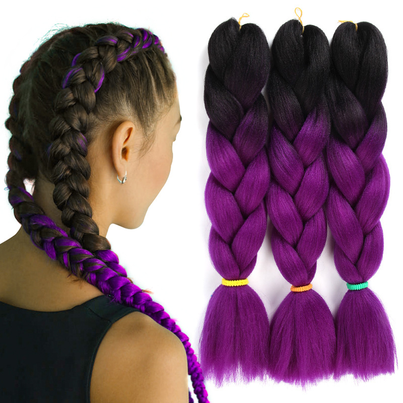 100g wig braid two-color gradient chemical fiber big braid jumbo braid hair high temperature silk dirty braid wig