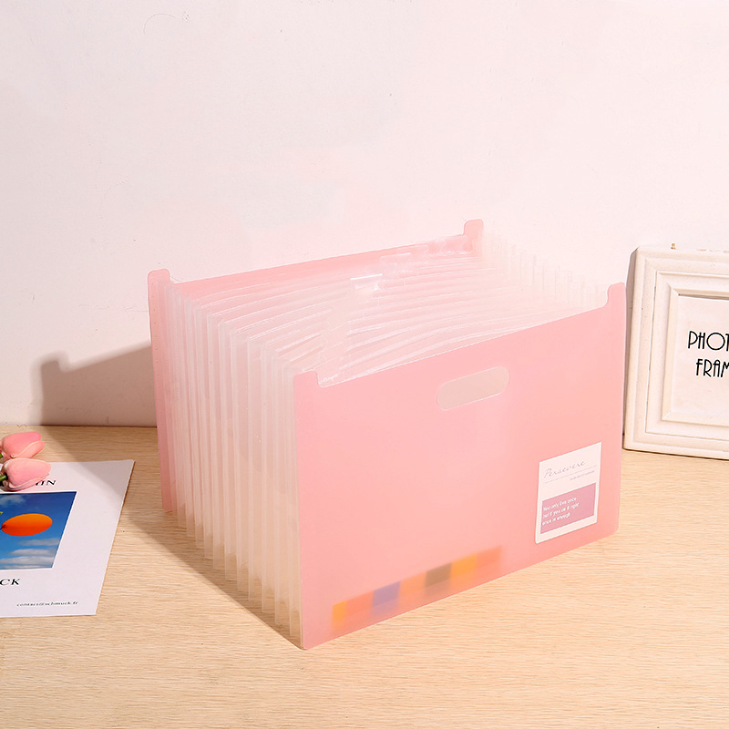 Multi-layer standing test paper bag vertical organ bag A4 data storage bag student office portable PP folder