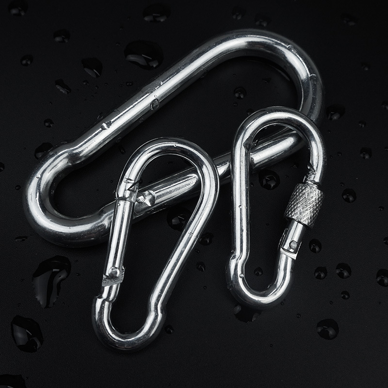 Q235 iron galvanized hook with screw spring buckle outdoor mountaineering buckle connection ring pet chain hook wholesale
