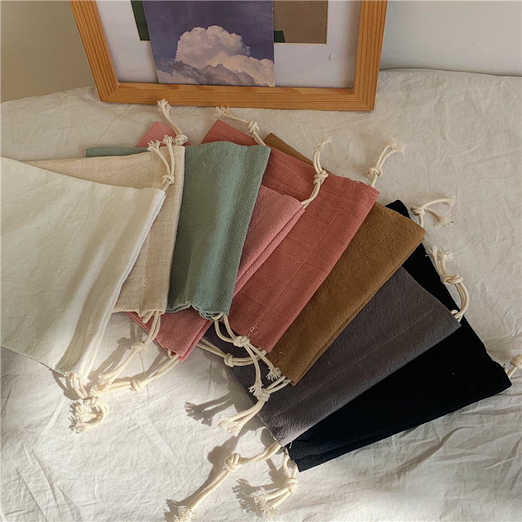 07212 Japanese simple organizing storage bag small fresh drawstring drawstring bag candy tea gift bag wholesale