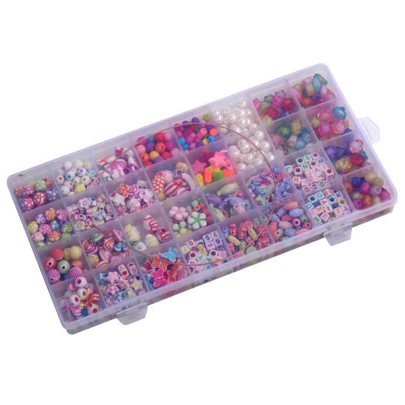 32 grid children's beaded handmade diy beaded bracelet educational girl's toy beaded braided bracelet acrylic