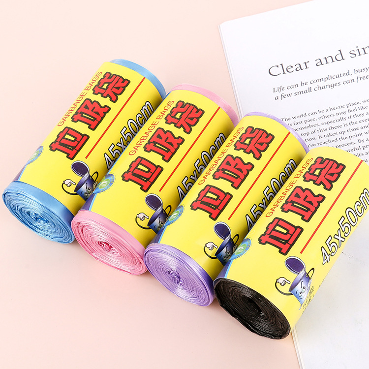 Household Single-roll Flat Mouth Garbage Bag Thickened Continuous-roll Point-break Plastic Bag Disposable Color Black Garbage Bag
