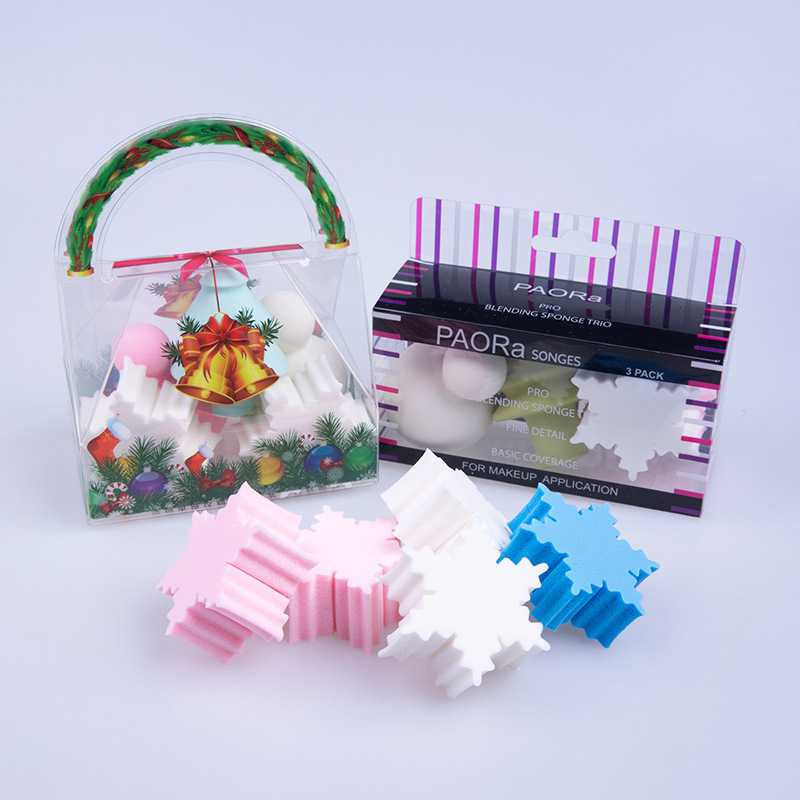 Aibaola foreign trade gifts Christmas series Beauty eggs dry and wet dual-use snowflake latex powder puff beauty makeup tools wholesale
