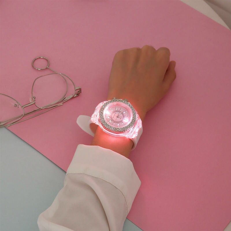 Luminous Fashion Colorful LED Luminous Watch Men's and Women's Student Watch Men's and Women's Student Fluorescent Quartz Watch