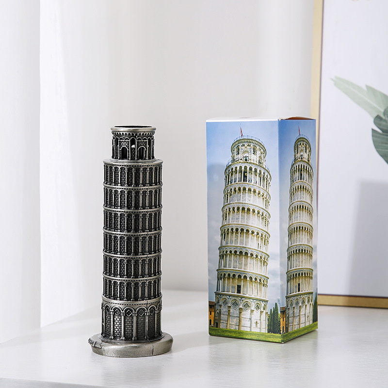 Leaning Tower of Pisa Model Ornaments World Landmark Architectural Metal Crafts Home Decoration Gift Toys
