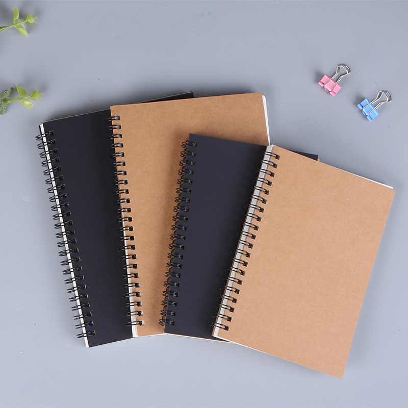 Simple Black Cover Cowhide Cover Coil Book A5 Notepad Notebook Graffiti Sketch Book Customizable