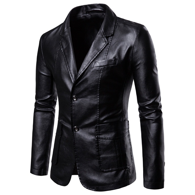 Amazon AliExpress wish Cross-border Foreign Trade Men's Leather Jacket Leather Suit Youth Warm Washed Leather Jacket Coat