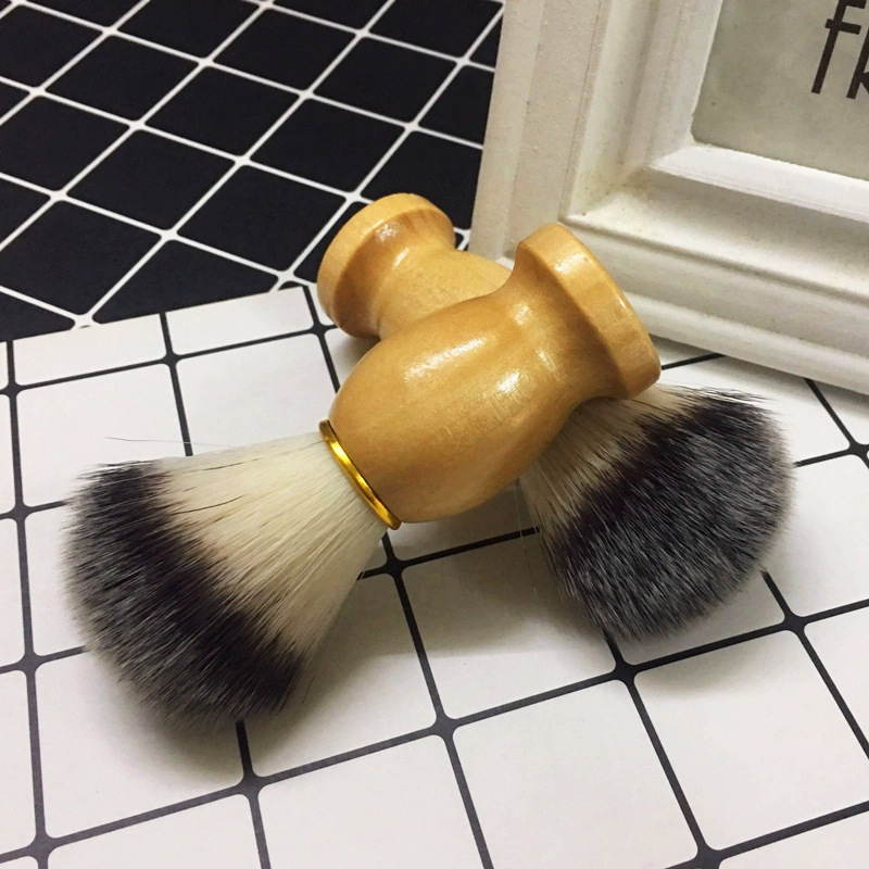 Beauty salon男性洗顔シェービングブラシ柔らかい毛実木ハンドルひげブラシ豚のたてがみの毛のようなヘアブラシ|undefined