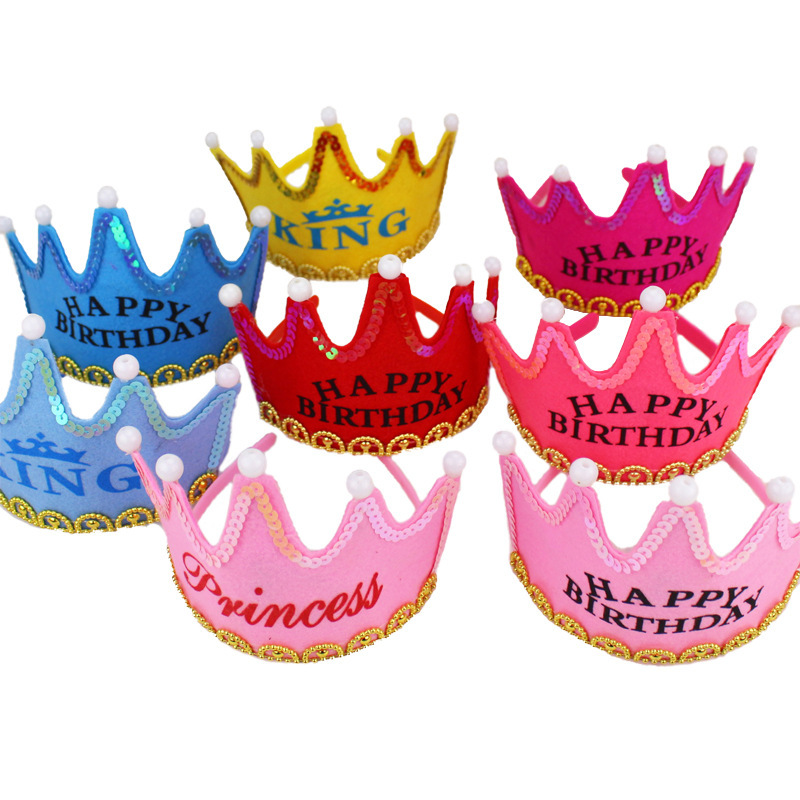 Factory Direct birthday party luminous crown hat children adult party headband flash hat birthday hat wholesale