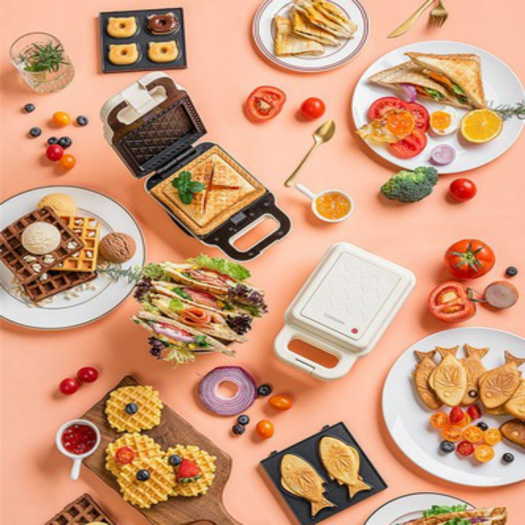 Taosheng sandwich maker breakfast machine artifact spitting driver household waffle multi-function double plate Bread Maker