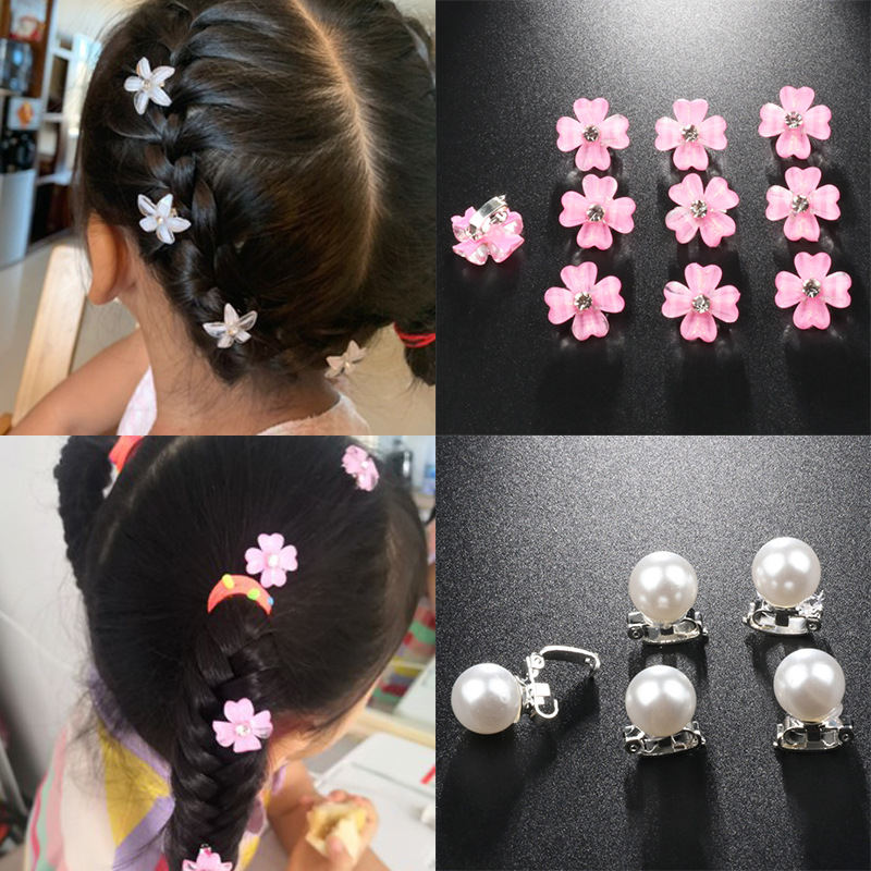 Korean Children's Pearl Rhinestone Bean Buckle Hair Clip Children's Girls' Hair Small Hair Buckle Grab Clip Baby Mini Clip