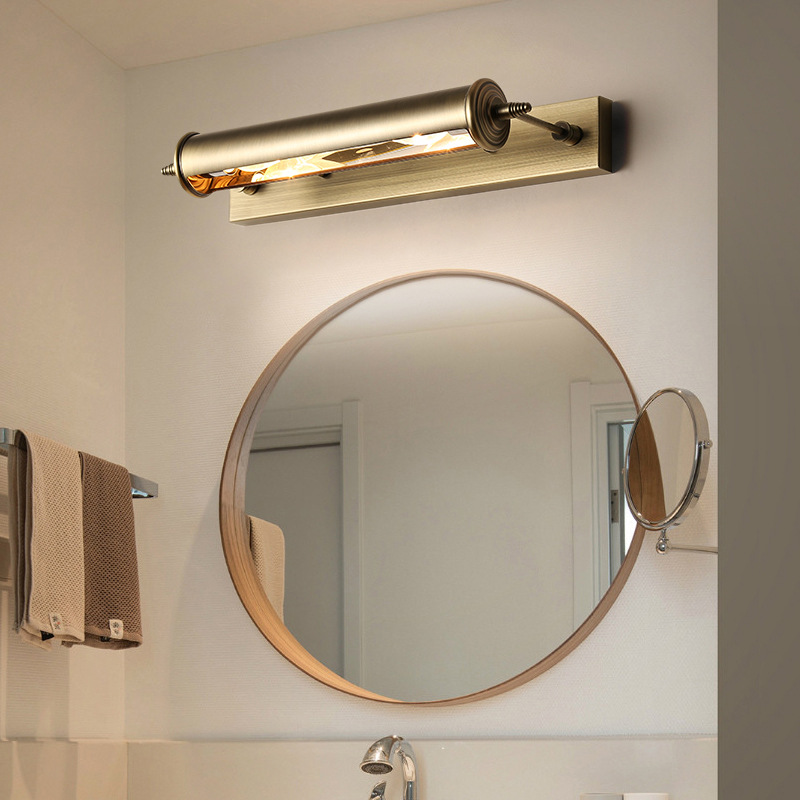 Vintage Mirror Headlight Toilet Bathroom Mural Makeup Room Study Wash Basin Bronze E14 Lamp Cap Lamps