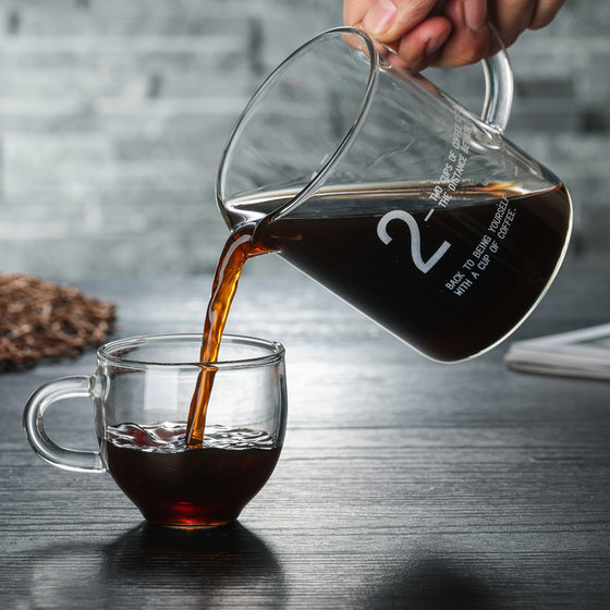 Straight round handle coffee pot thickened heat-resistant glass straight sharing Cup graduated cup manufacturer logo