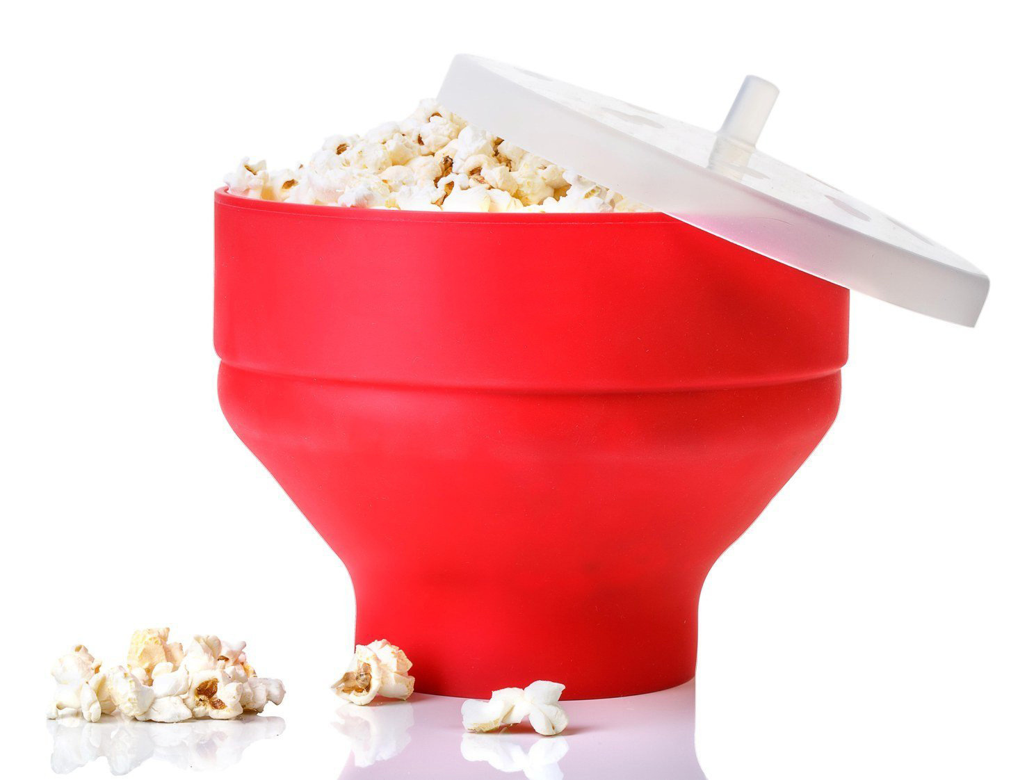 Silicone popcorn bowl microwave oven folding popcorn bucket creative high temperature resistant large silicone bucket with lid