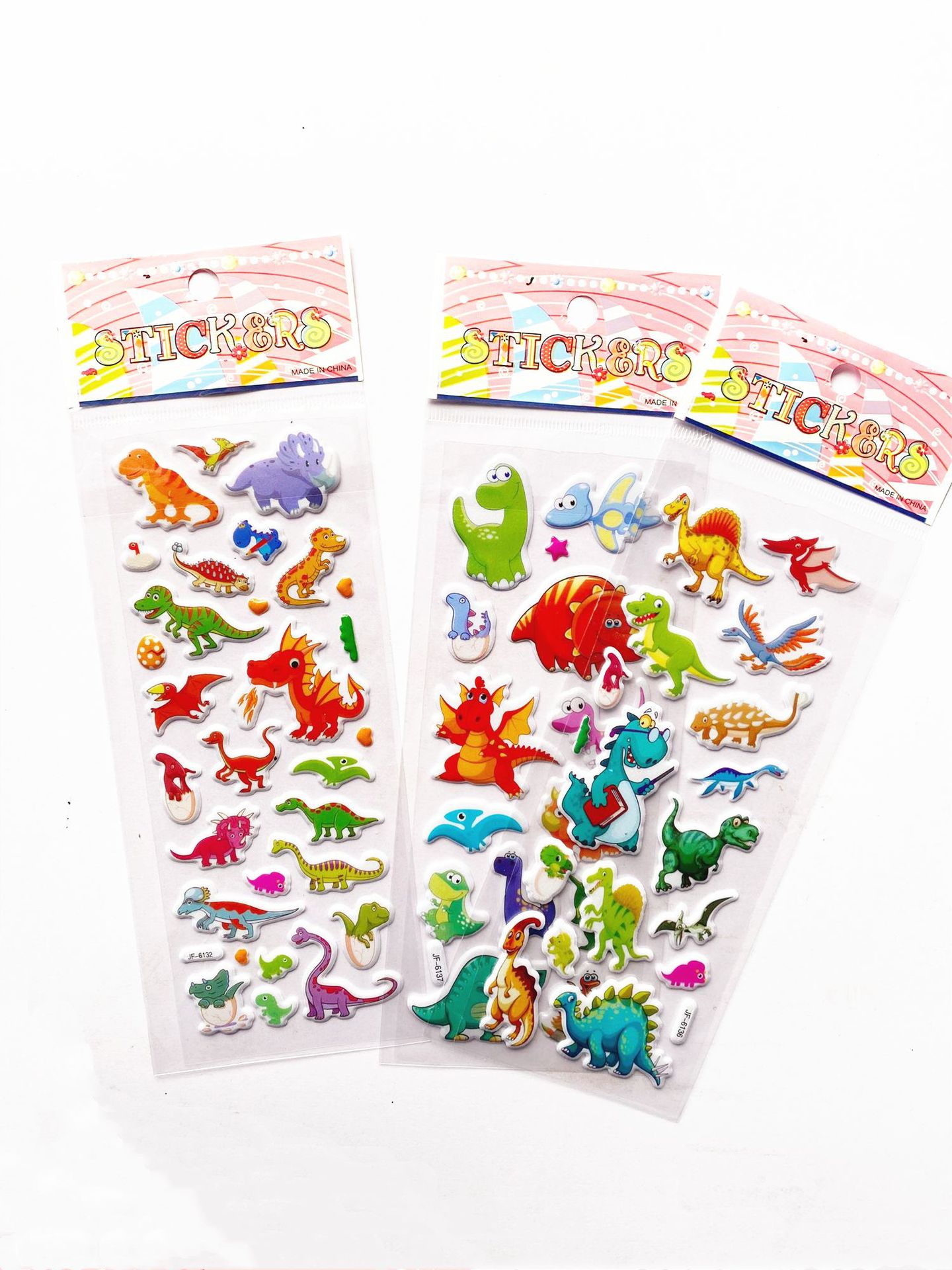 Dinosaur Stereo Stickers Cartoon Children's Early Education Repeatable Jurassic Bubble Stickers Animal Pattern Stickers