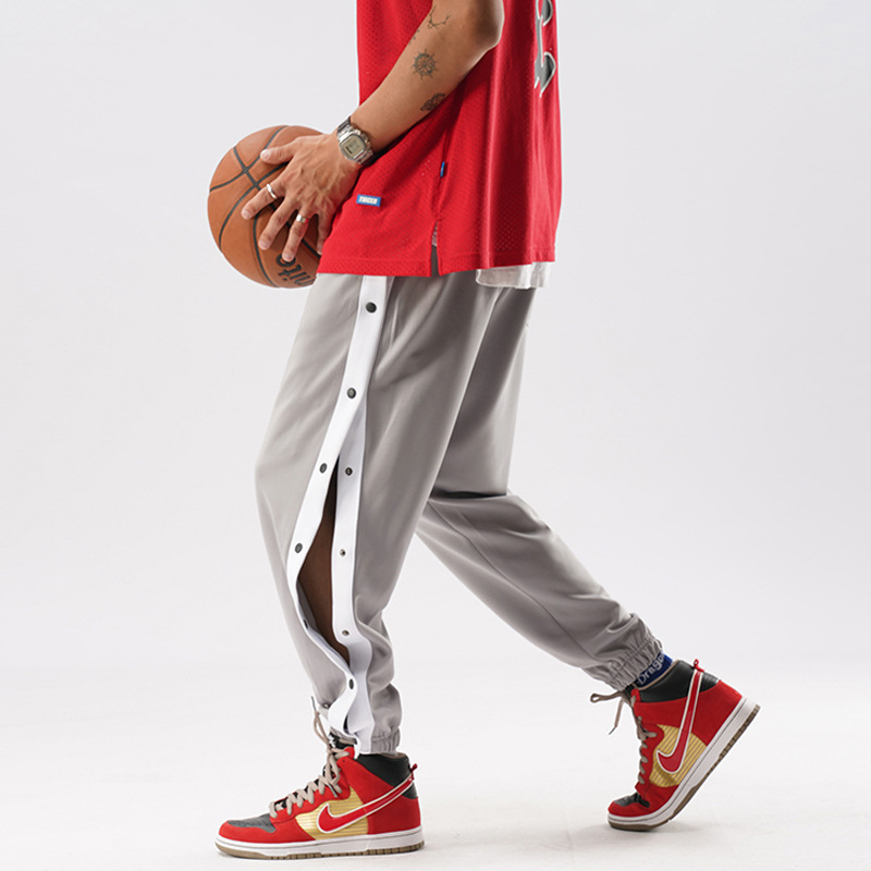 Men's Breasted Sports Pants 2021 Spring and Autumn Basketball Training Casual Pants Men's Fashionable Side Opening Comfortable Loose Men's Trousers