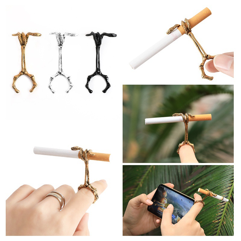 New Skull Head Smoking Ring Personality Ring Cigarette Holder Thick Cigarette Smoking Stand Skull Pattern Cigarette Rack