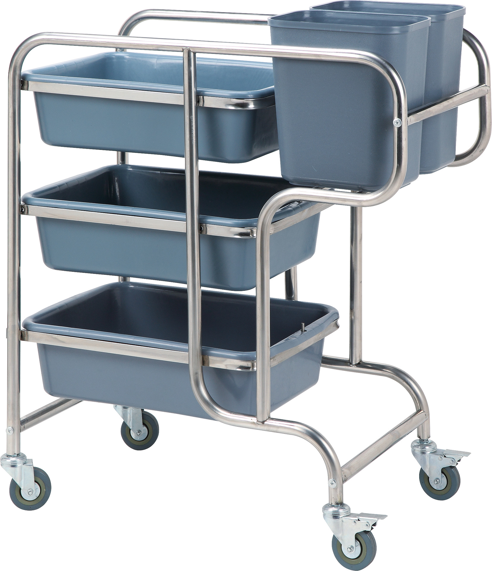 Hotel Hotel Dinner Plate Collection Car Three-Layer Stainless Steel Dining Car Round Tube Bent Foot Collection Cart Trolley