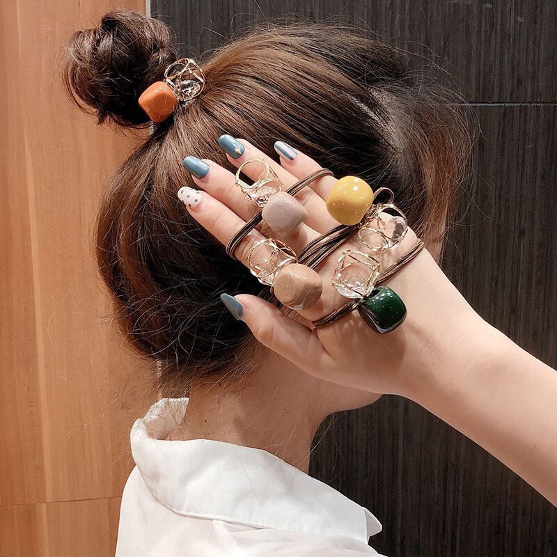 Korean Dongdaemun Headband ins Hollow Rhinestone Hair Ring Fresh Women's Hair Tie Crystal Rubber Band Headband Headband Headwear