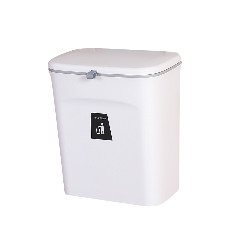 Kitchen Wall-mounted Trash Bin Plastic Large Sliding Cabinet Hanging Storage Bucket Paste Flap Cleaning Bucket