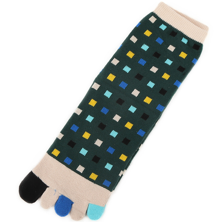 Qin foot five-finger socks men's cotton mid-tube socks autumn and winter thickened toe sweat-absorbent toe floor socks