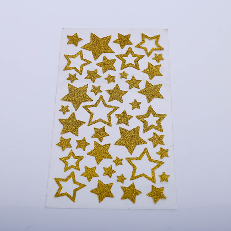 Factory wholesale creative flash glitter powder stickers decorative star stickers custom gold stickers mobile phone stickers