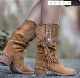 2021 new women's boots boots with thick heel AliExpress foreign trade fixed cross-border large size wholesale women's boots