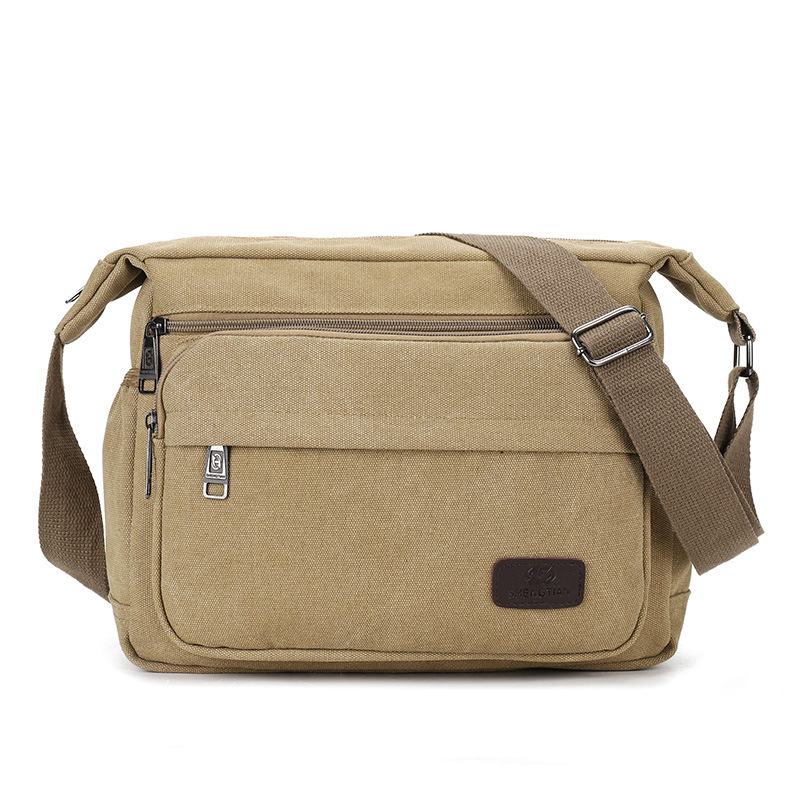 New Canvas Bag Men's Shoulder Crossbody Bag Casual Men's Bag Large Capacity Middle-aged Men's Bag Multi-layer Stall Small Bag