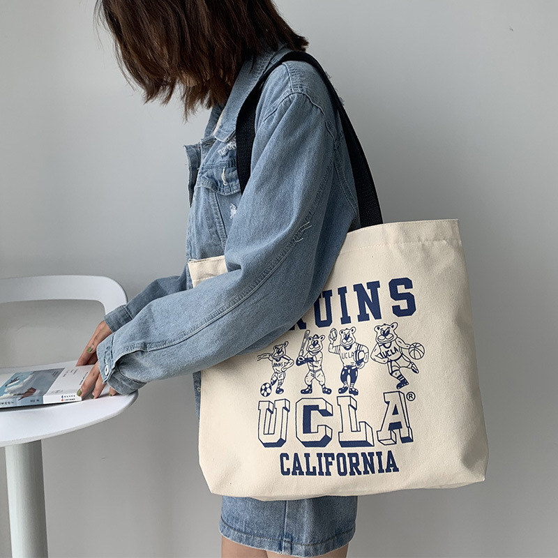 New Large Capacity Canvas Bag Women's Single Shoulder Japanese Style ulzzang Soft Girl Cute Anime Travel Yoga Bag Ins