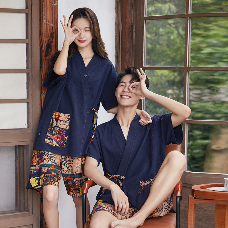 Factory Couple Cotton Sweat Clothing Women's Men's Large Size Hotel Bath Sauna Clothing Bath Clothes Salt Steamed Wholesale Guest