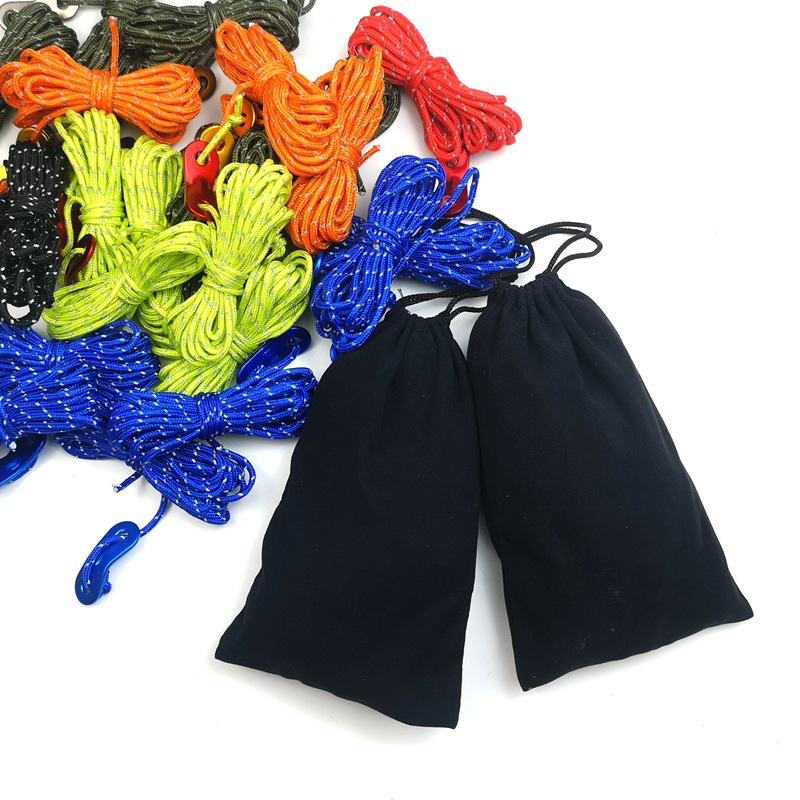 3mm umbrella rope bag outdoor tent rope canopy tent accessories aluminum alloy double hole wind rope buckle 4 meters a 6 pack