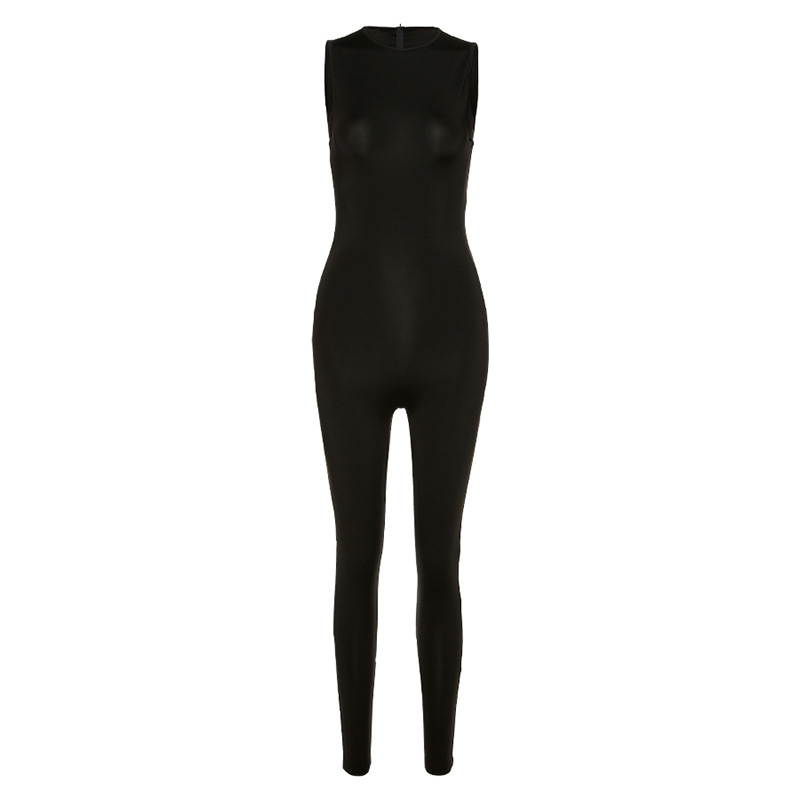 Foreign Trade Cross-border 2023 European and American Style Amazon Spring New Women's Sleeveless Slim-fit High Waist Sports Jumpsuit
