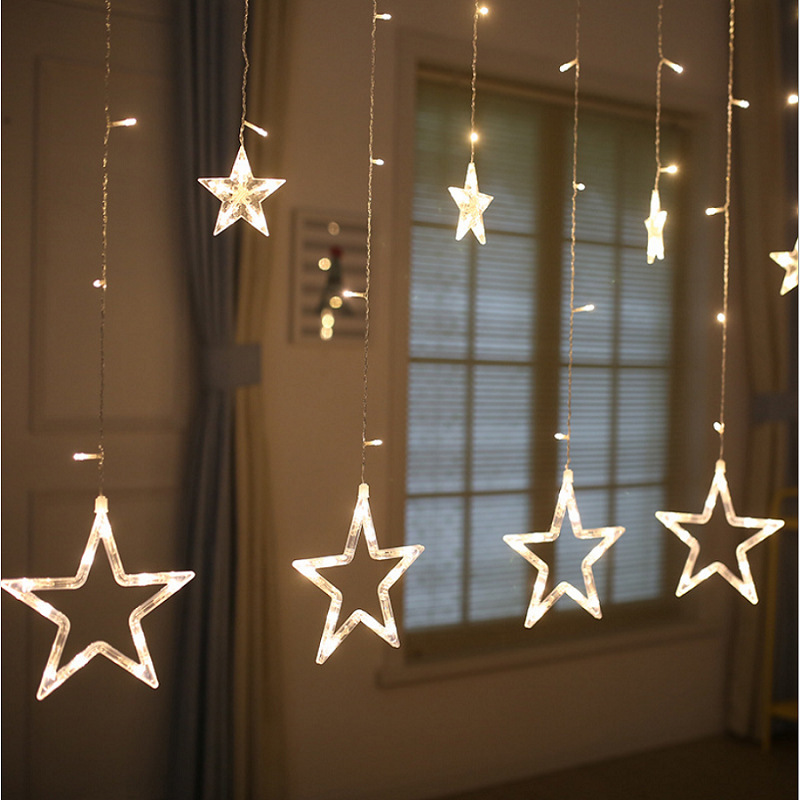 Factory sales LED lights star lights string lights star Red room decoration romantic curtain lights wholesale