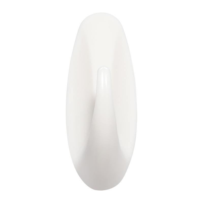 White Simple Plastic Long Oval Hook Large, Medium and Small Multi-use Hanging Hook for Door