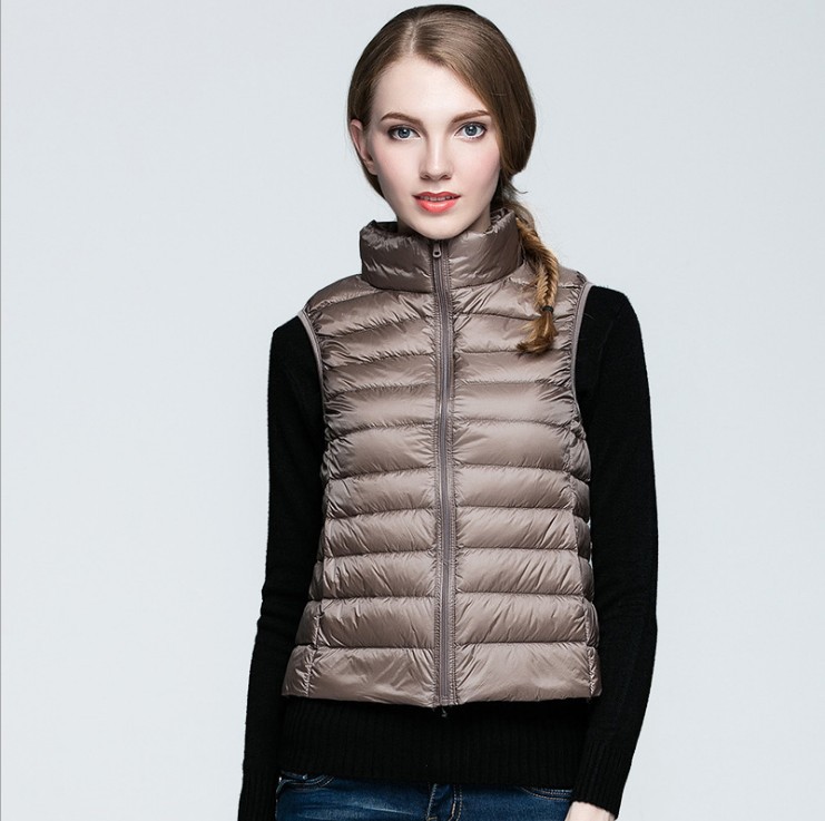 Cross-border Explosions Down Vest Women's Autumn and Winter Lightweight Short Korean Style Slim-fit Large Size Vertical Collar Vest Inner Tank Coat Trendy