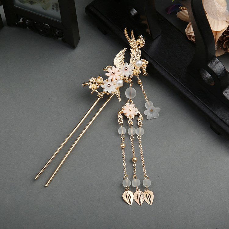 Ancient style hanfu headdress tassel bridal hairpin step shake hairpin insert comb updo hair accessories chopsticks ancient costume accessories Super fairy