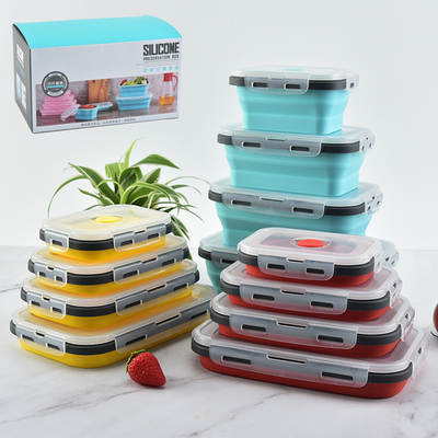 Silicone lunch box outdoor foldable silicone lunch box refrigerator crisper portable lunch lunch box retractable