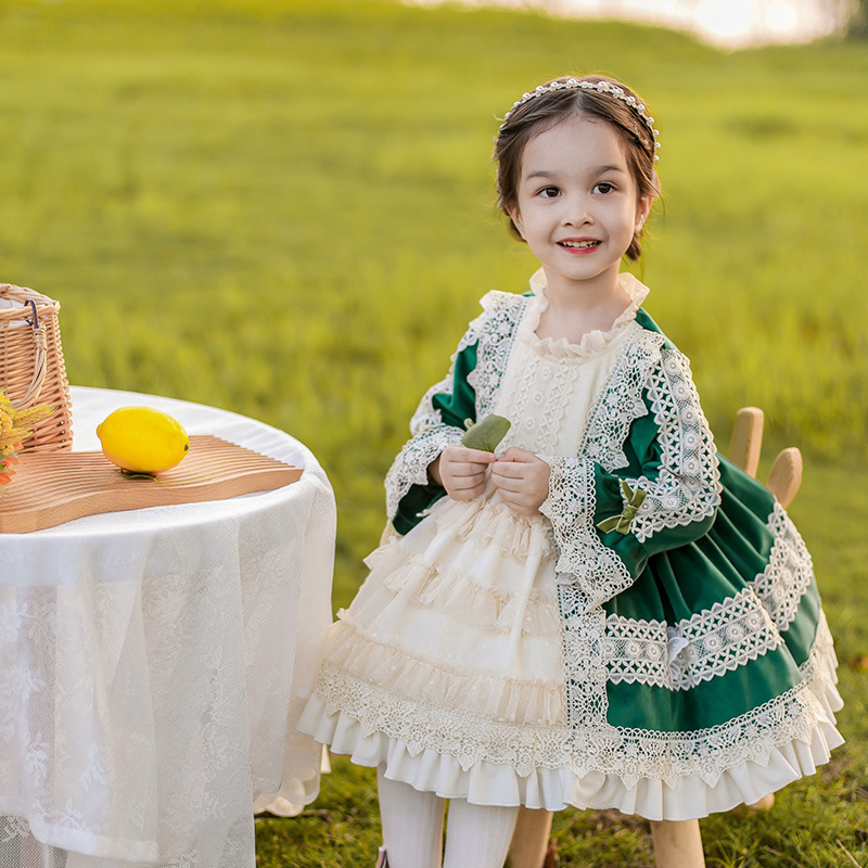 One Piece 2022 Fall/Winter Lolita Lolita Dress Girls Spanish Princess Dress Fall/Winter Velvet Dress