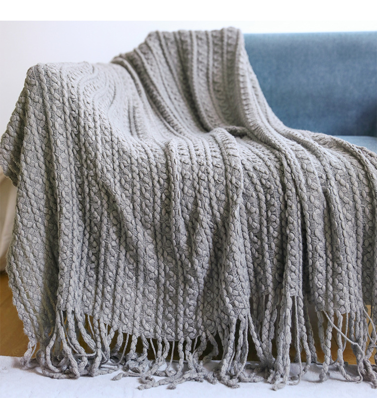 Sofa Blanket Knitted Blanket Nordic Sofa Towel Cover Cloth Tassel Wool Blanket Air Conditioning Blanket Nap Blanket Bed End Blanket