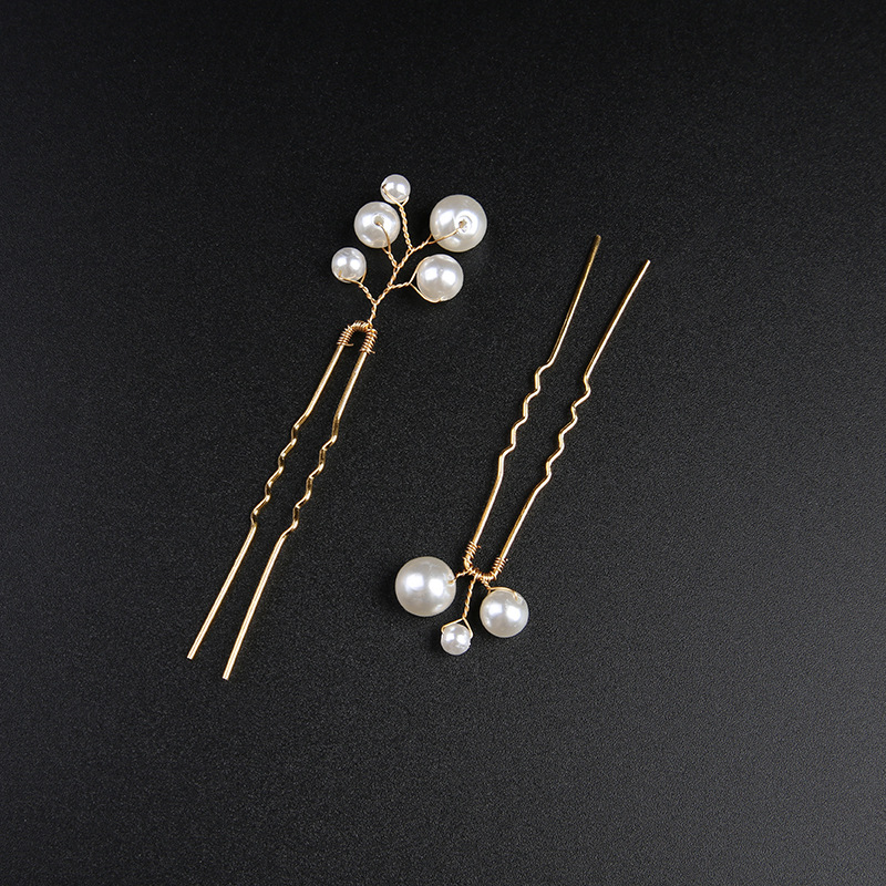 European and American Pearl Bride Headwear Red and White Pearl Hair Insert Wedding Jewelry Small Hairpin Wedding Dress Accessories Headwear Set