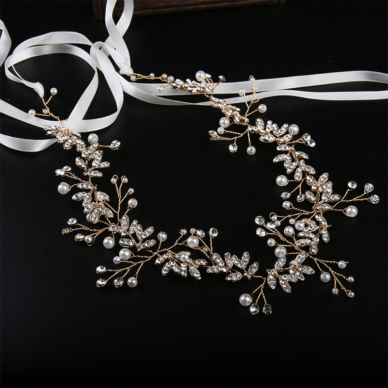 European and American white flower headband bridesmaid bridal crown headdress garland headband hair accessories pearl veil hair band wholesale