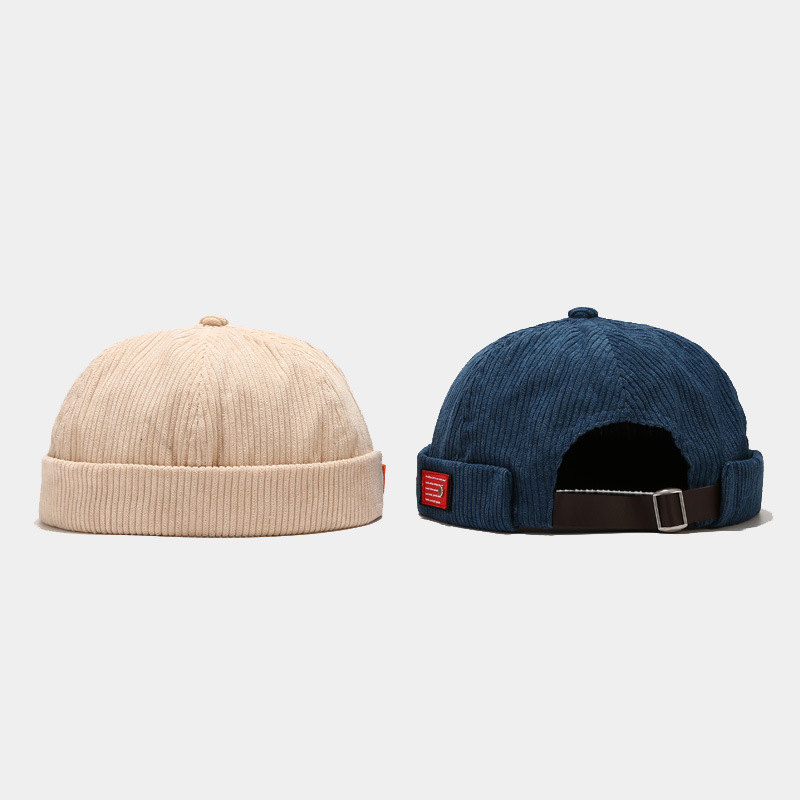 Korean Style New Style Distinctive Labeling Corduroy Yuppie Hat Men's Fashionable Japanese Style Harajuku Retro Melon Hat Women