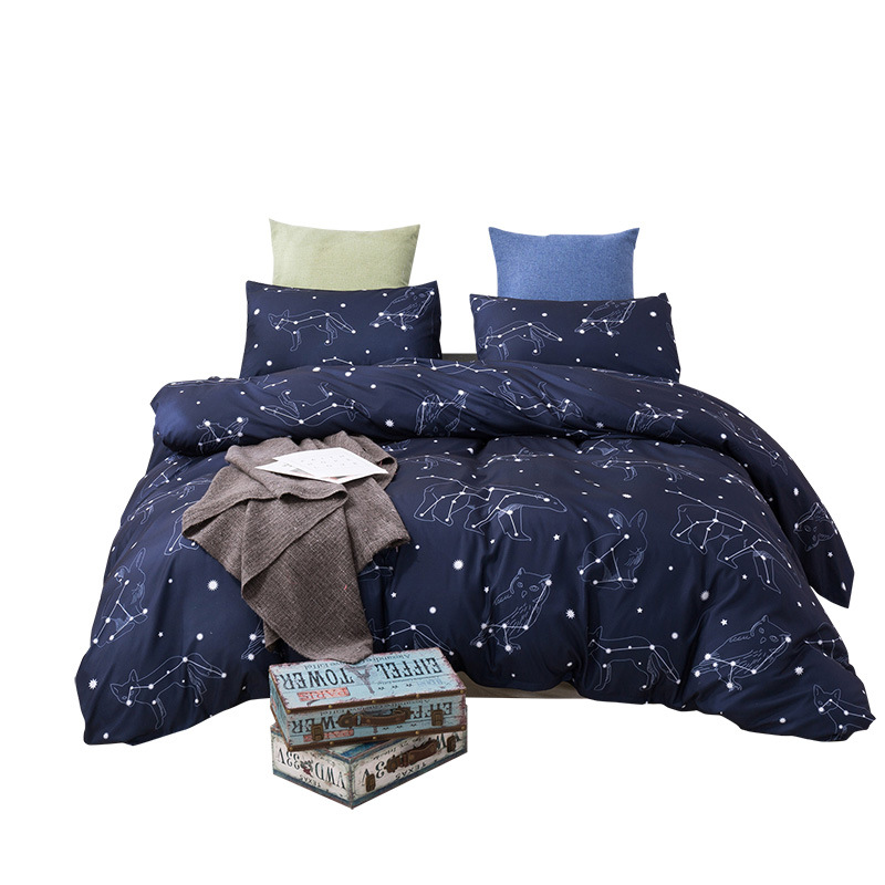 Vio cross-border home textile Amazon quilt cover pillowcase three-piece set star constellation printing kit combination wholesale