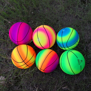 Factory direct 5 inch rainbow two-color multi-color indoor pvc children's toys small basketball puzzle kindergarten dedicated