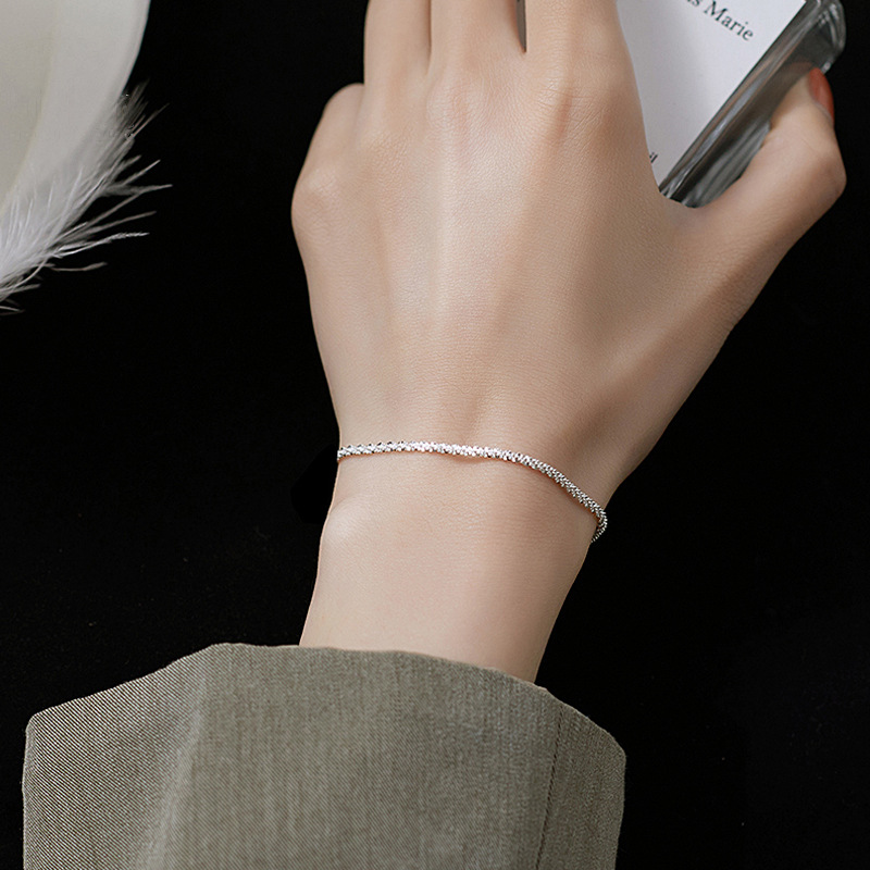 Pure Silver Starlight Bracelet for Women - Korean Style Minimalist Student Forest System Cold Style Unique Design Personality Friend Bracelet Accessory