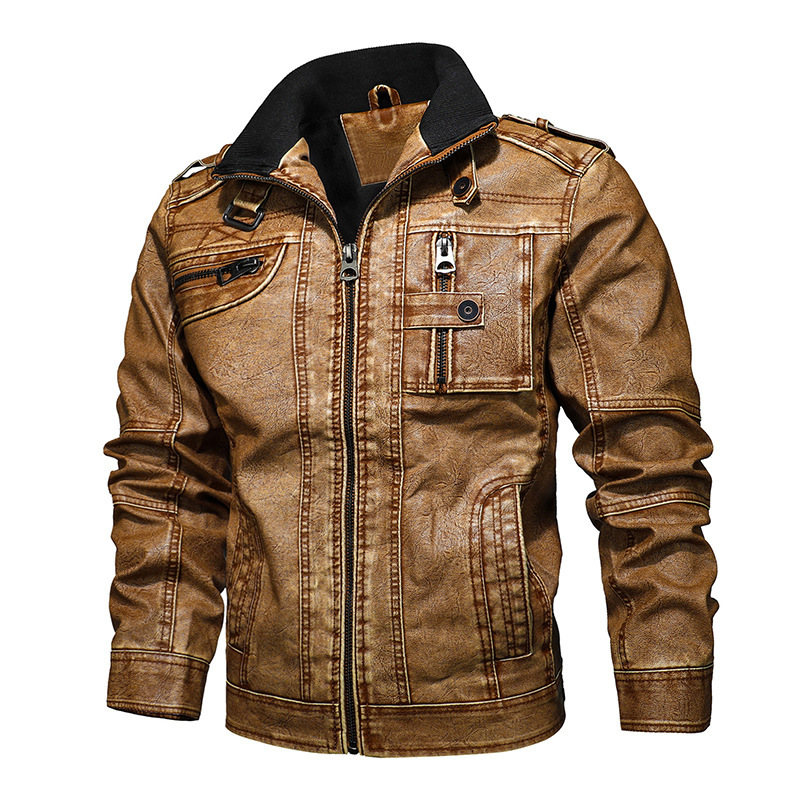 Cross-border explosions men's casual leather jacket 3D three-dimensional tailoring trend fashion comfortable trend men's PU coat