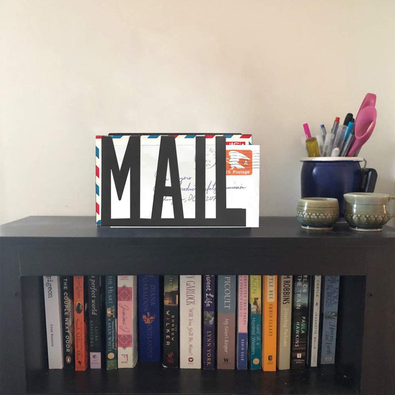 European and American MAIL stamp envelope storage rack iron desktop file storage rack black cross-border storage home
