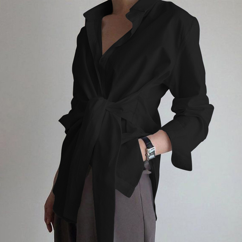 AliExpress wish Amazon spring and summer new women's solid color loose strap shirt 3 color 6 yards spot